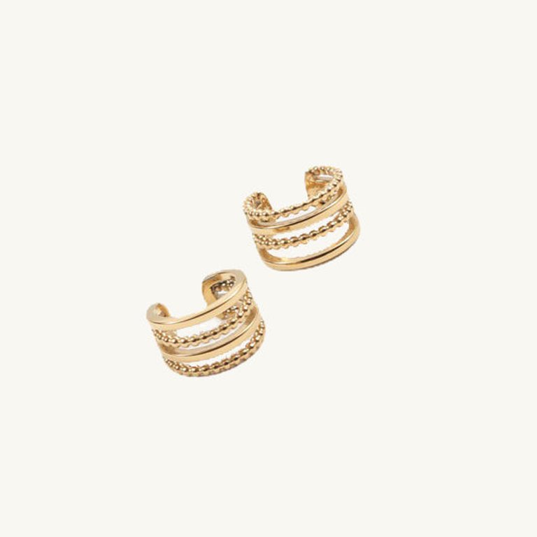 Multi Stacking Beaded Ear Cuff - Gold