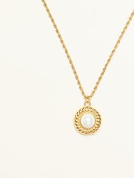 Rope Pearl Charm Necklace - Gold