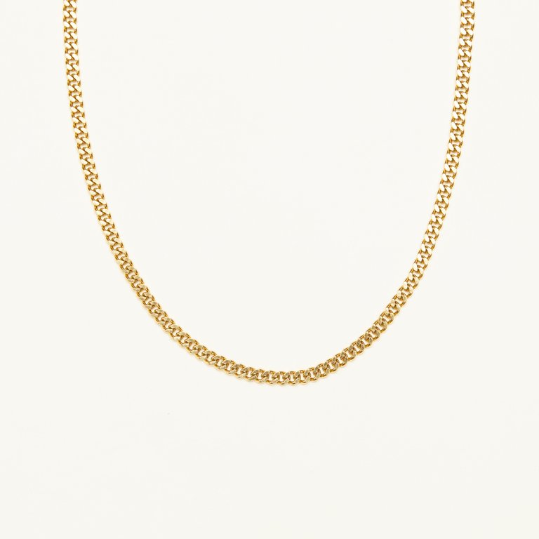 Round Curb Chain Necklace - Gold