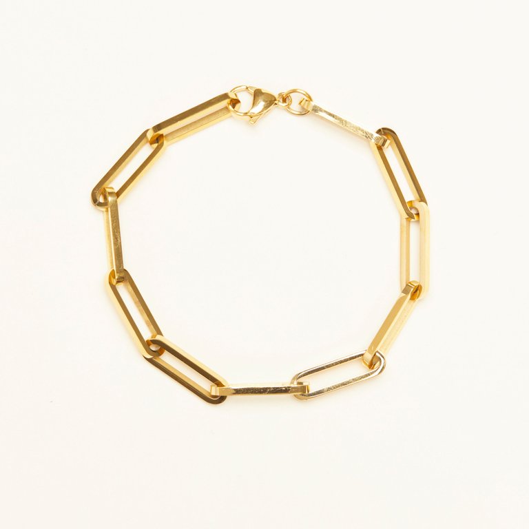 Thick Paperclip Chain Bracelet - Gold