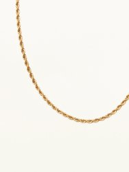 Thin French Twist Rope Chain Necklace - Gold