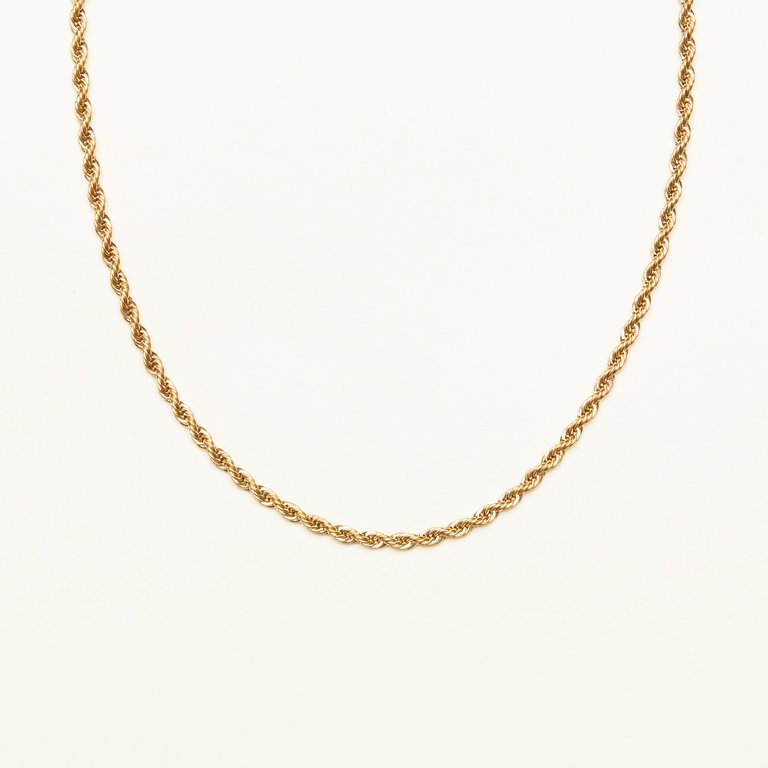 Thin French Twist Rope Chain Necklace - Gold