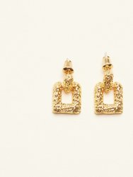 Vintage Concave Squared Earrings - Gold