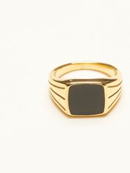 Vintage Squared Signet Ring - Black