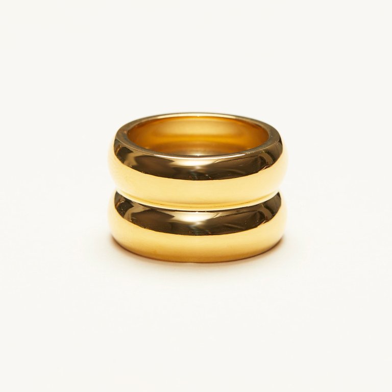 Wide Double Band Ring - Gold