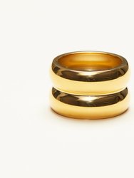 Wide Double Band Ring - Gold