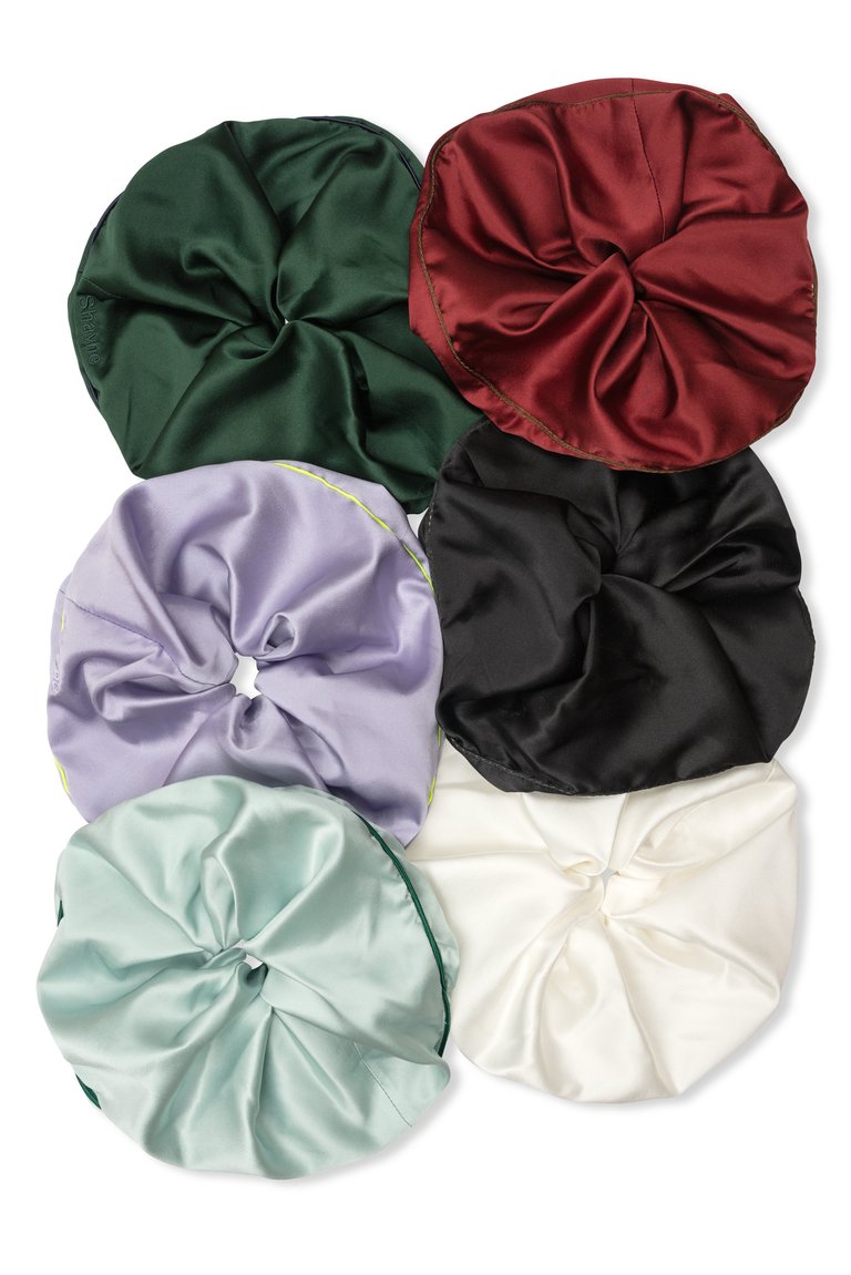 Set of 6 Silk Jumbo Scrunchies - Multi