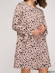 Dalmatian Print Sheath Dress - Mauve