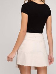 Denim Front Zip Mini Skirt