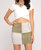 Faux Suede Color Block Mini Skirt - Olive And Cream