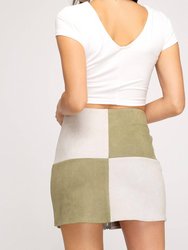 Faux Suede Color Block Mini Skirt