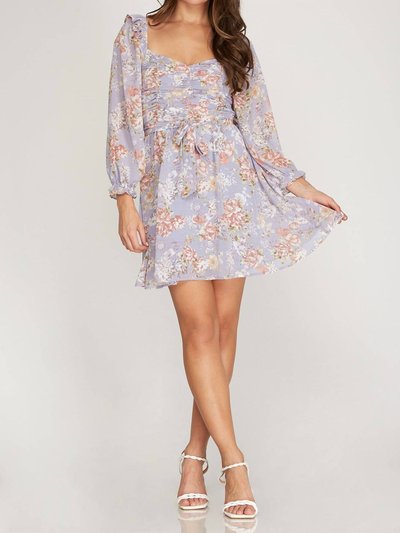 SHE + SKY Floral Print Ruched Dress product