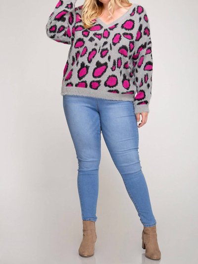 SHE + SKY Leopard V Back Plus Sweater product