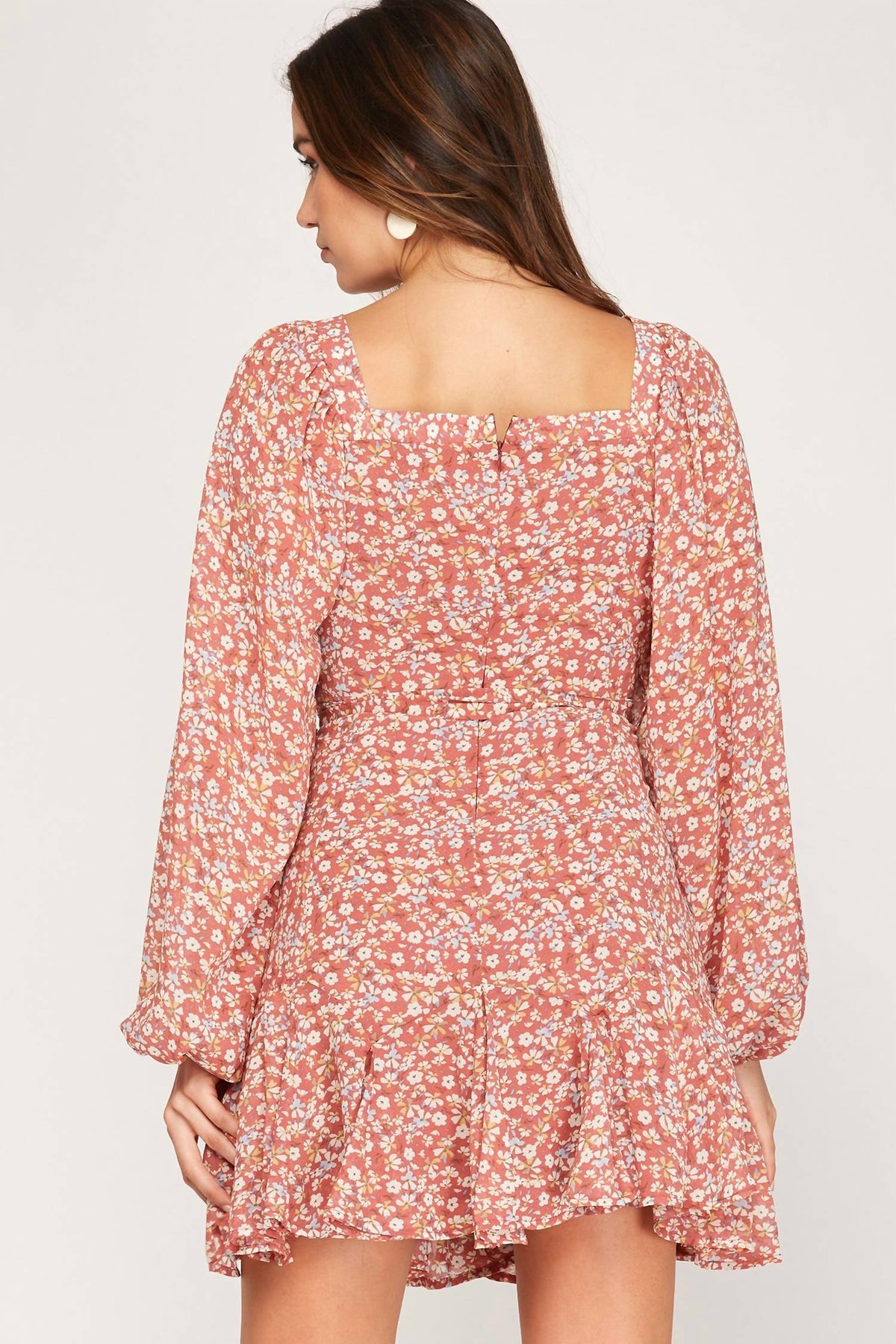 SHE + SKY Dusty Rose Long Sleeve Dress