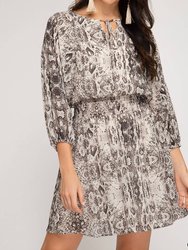 Lurex Snakeskin Print Dress - Grey