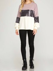 Multi Colored Sweater With Sequins - Light Mauve