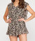 Ruffled Print Romper - Black