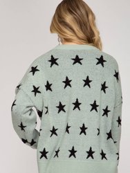 Star Print Slate Tunic Sweater