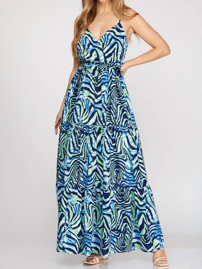 SHE + SKY Surplice Cami Printed Woven Tiered Maxi Dress product