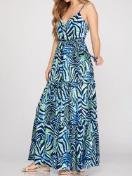 Surplice Cami Printed Woven Tiered Maxi Dress