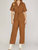 Corduroy Belted Jumpsuit In Camel - Camel