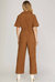 Corduroy Belted Jumpsuit In Camel