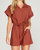 Drop Shoulder Woven Twill Romper With Pockets - Rust