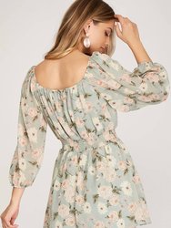 Floral Romper With Smocked Waist