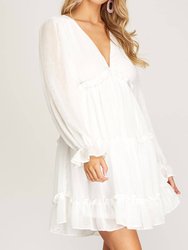 Long Sleeve Mini Dress - Cream