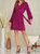 Long Sleeve Surplice Satin Plisse Dress In Magenta - Magenta