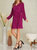 Long Sleeve Surplice Satin Plisse Dress In Magenta