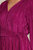 Long Sleeve Surplice Satin Plisse Dress In Magenta