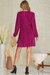 Long Sleeve Surplice Satin Plisse Dress In Magenta