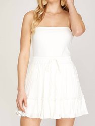 Pleated Satin Mini Skirt - Off White