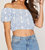 Puff Sleeve Crop Top - Blue