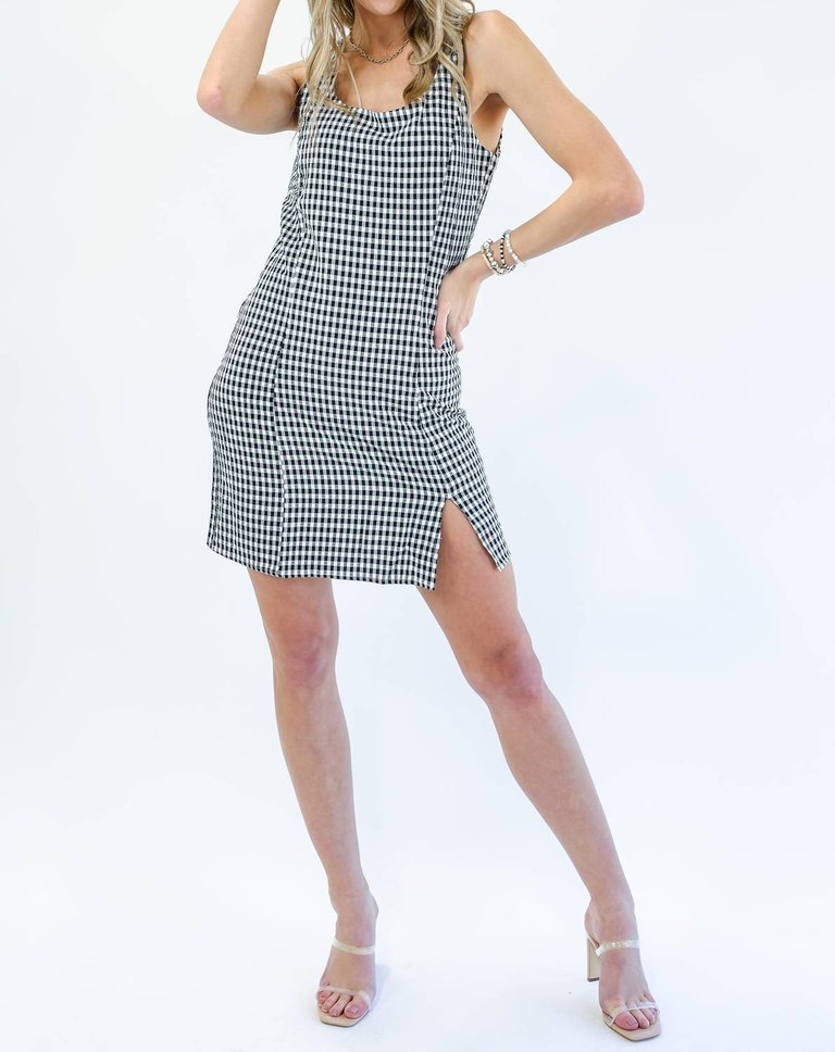 Resort Shopping Gingham Dress In Black - Black