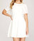 Short Sleeve Pin Tuck Dress - White