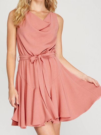 SHE + SKY Sleeveless Cowl Neck Flounce Woven Dress With Sash product