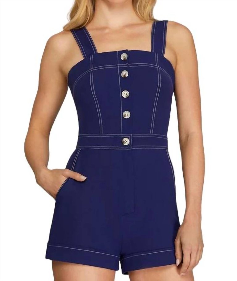 Sloane Stitch Romper In Blue - Blue