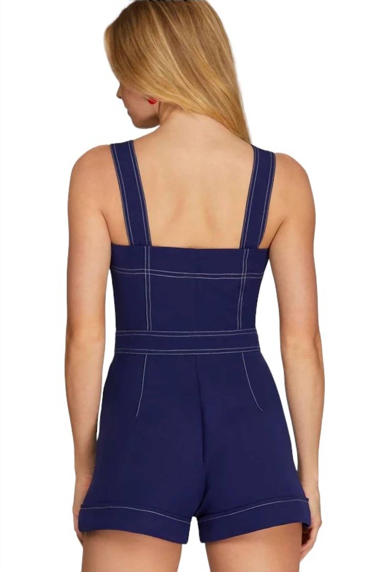 Sloane Stitch Romper In Blue