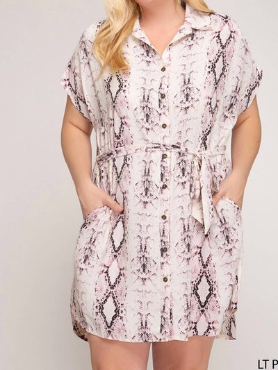 SHE + SKY Snakeskin Button Down Plus Dress product