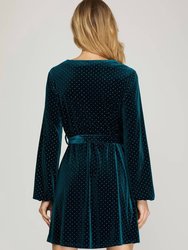 Surplice Dress With Gold-Dot