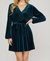 Surplice Dress With Gold-Dot - Teal Green Velvet