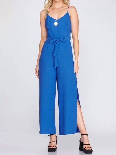 SHE + SKY Woven Cami Jumpsuit In Royal Blue product