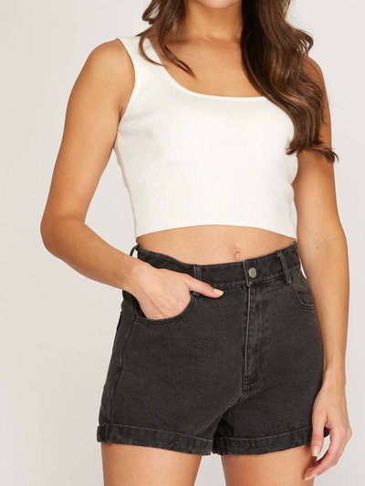 SHE + SKY Woven Denim Shorts With Pockets product