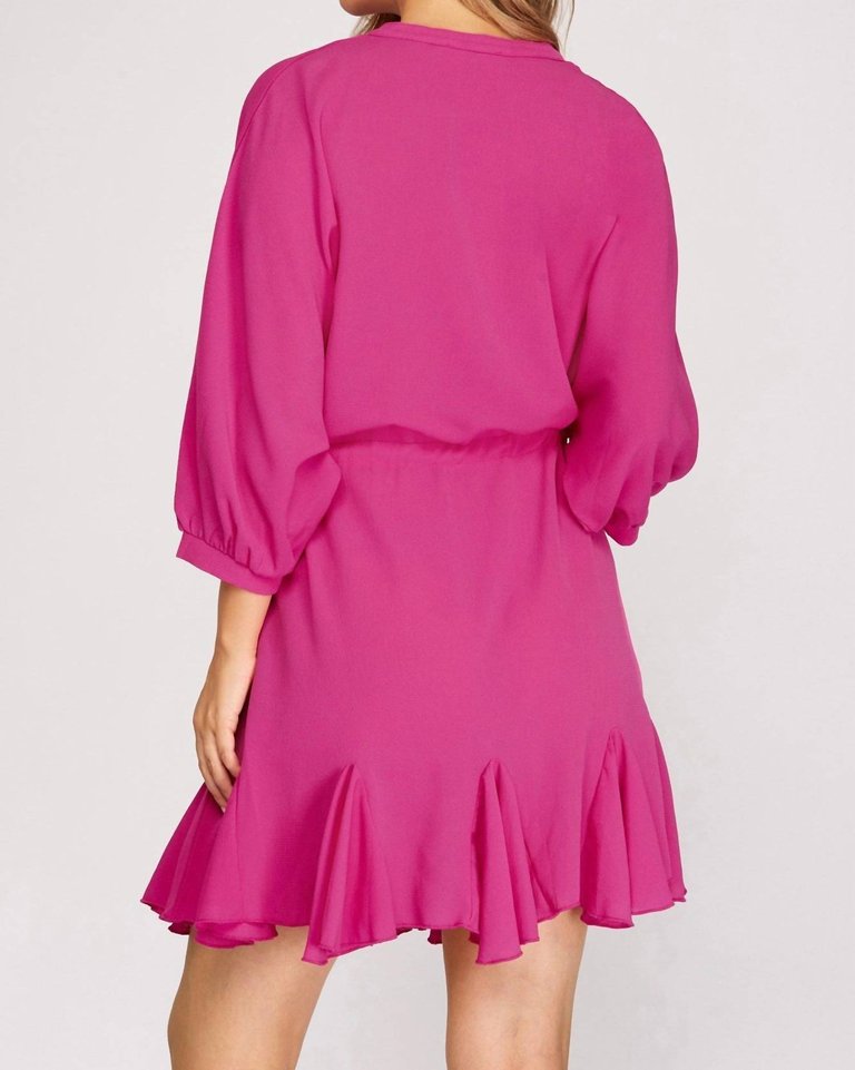 Woven Dress In Hot Pink