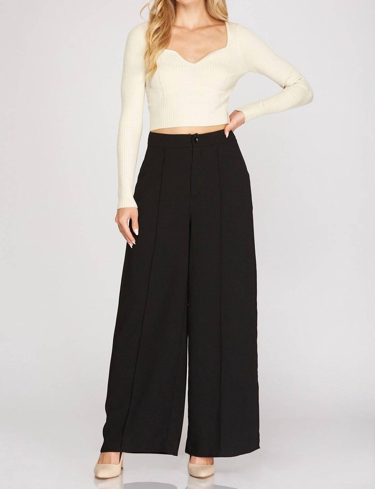 Woven Wide Pants - Black