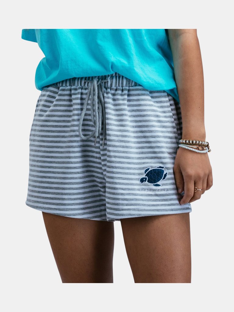 Gray Striped Lounge Shorts - Grey