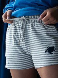 Gray Striped Lounge Shorts