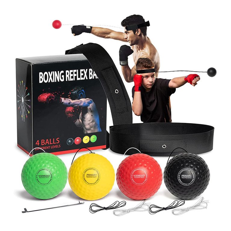 SheShow Boxing Reflex Ball for Kids and Adults,4 Levels Boxing Ball with 2  Adjustable Headbands